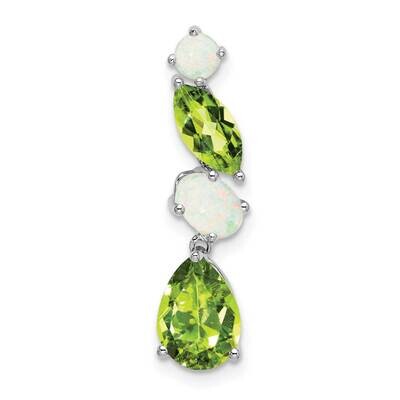 Peridot Opal Chain Slide 25 Inch 14k White Gold PM7458-PE/OP-W, MPN: PM7458-PE/OP-W,