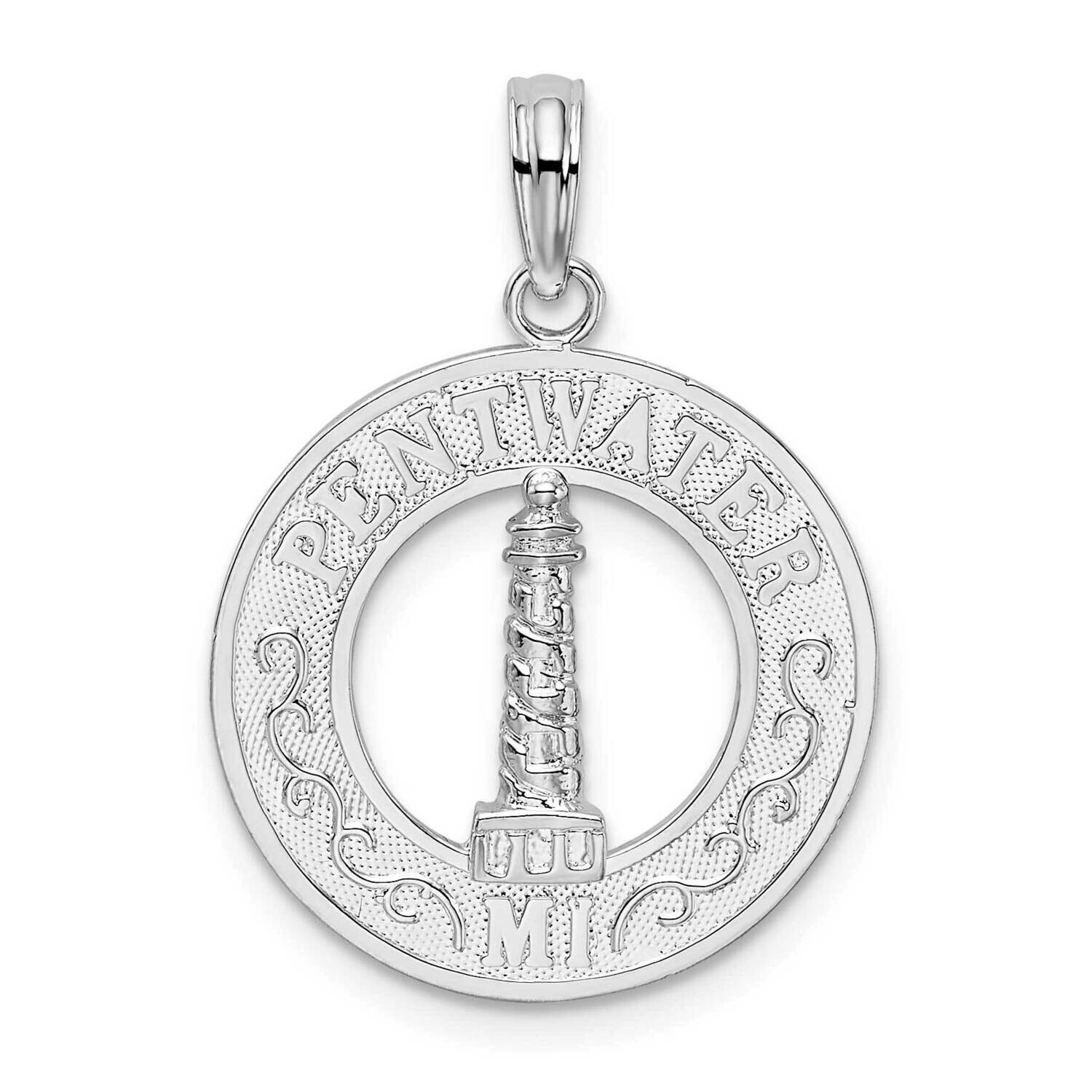 Pentwater Mi Circle Lighthouse Pendant Sterling Silver Polished QC10311, MPN: QC10311, 637218172610