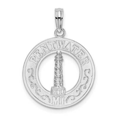 Pentwater Mi Circle Lighthouse Pendant Sterling Silver Polished QC10311, MPN: QC10311, 637218172610