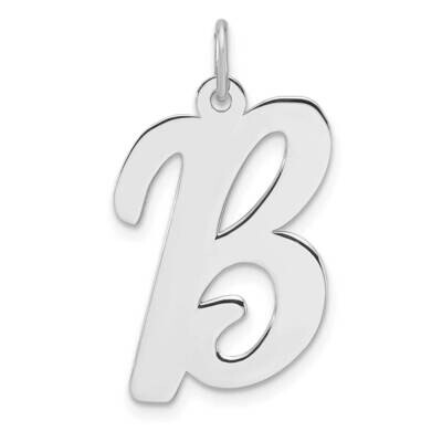 Large Script Letter B Initial Charm Sterling Silver Rhodium-Plated QC11253B, MPN: QC11253B,