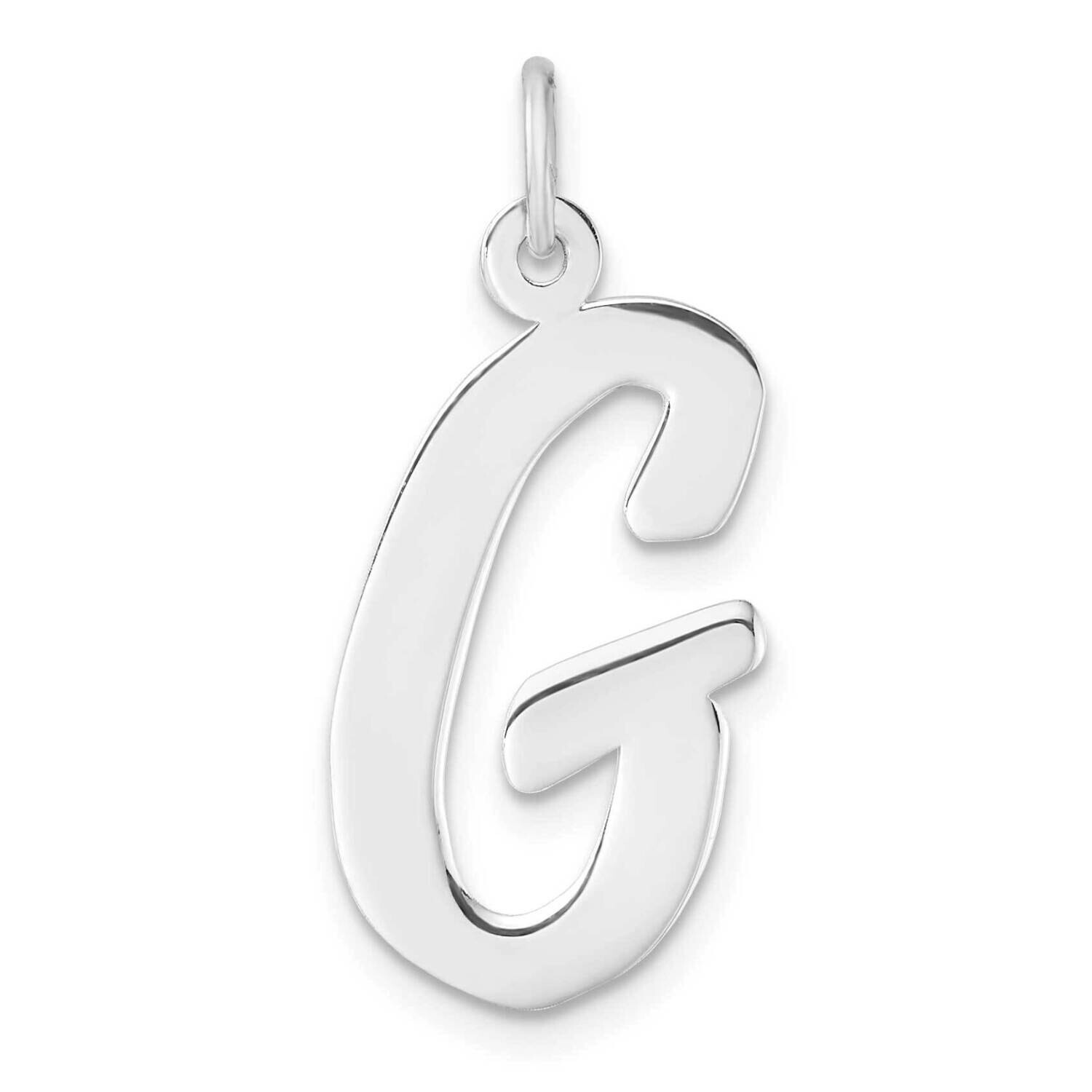 Large Script Letter G Initial Charm Sterling Silver Rhodium-Plated QC11253G