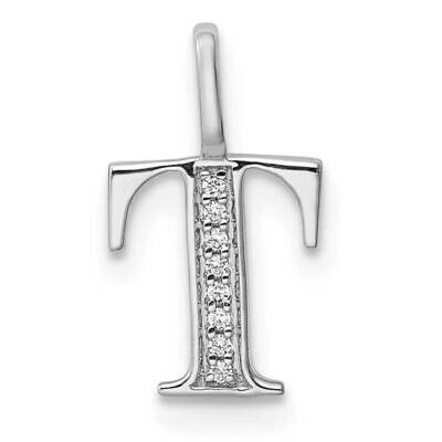 Diamond Letter T Initial Pendant 14k White Gold PM8365T-002-WA, MPN: PM8365T-002-WA, 196904070505