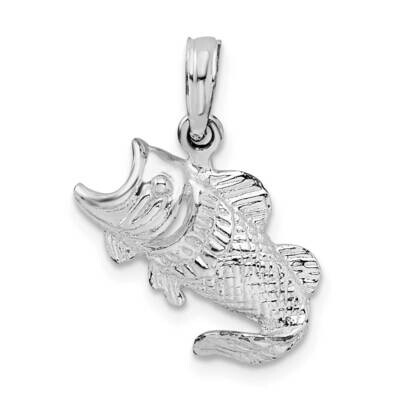 Jumping Bass Fish Pendant Sterling Silver Polished QC10118, MPN: QC10118, 637218162222