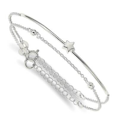 Stars Bangle Bracelet 1 Extender Two Piece Set 6 Inch Sterling Silver QB1356, MPN: QB1356, 19110192…