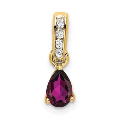 Pear Rhodolite Garnet Diamond Pendant 10k Gold PM7409-RG-005-1YA, MPN: PM7409-RG-005-1YA,