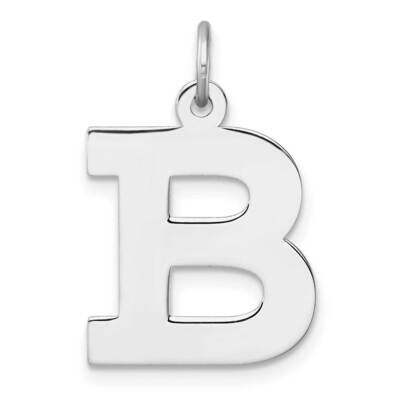 Large Block Letter B Initial Charm Sterling Silver Rhodium-Plated QC11255B, MPN: QC11255B,