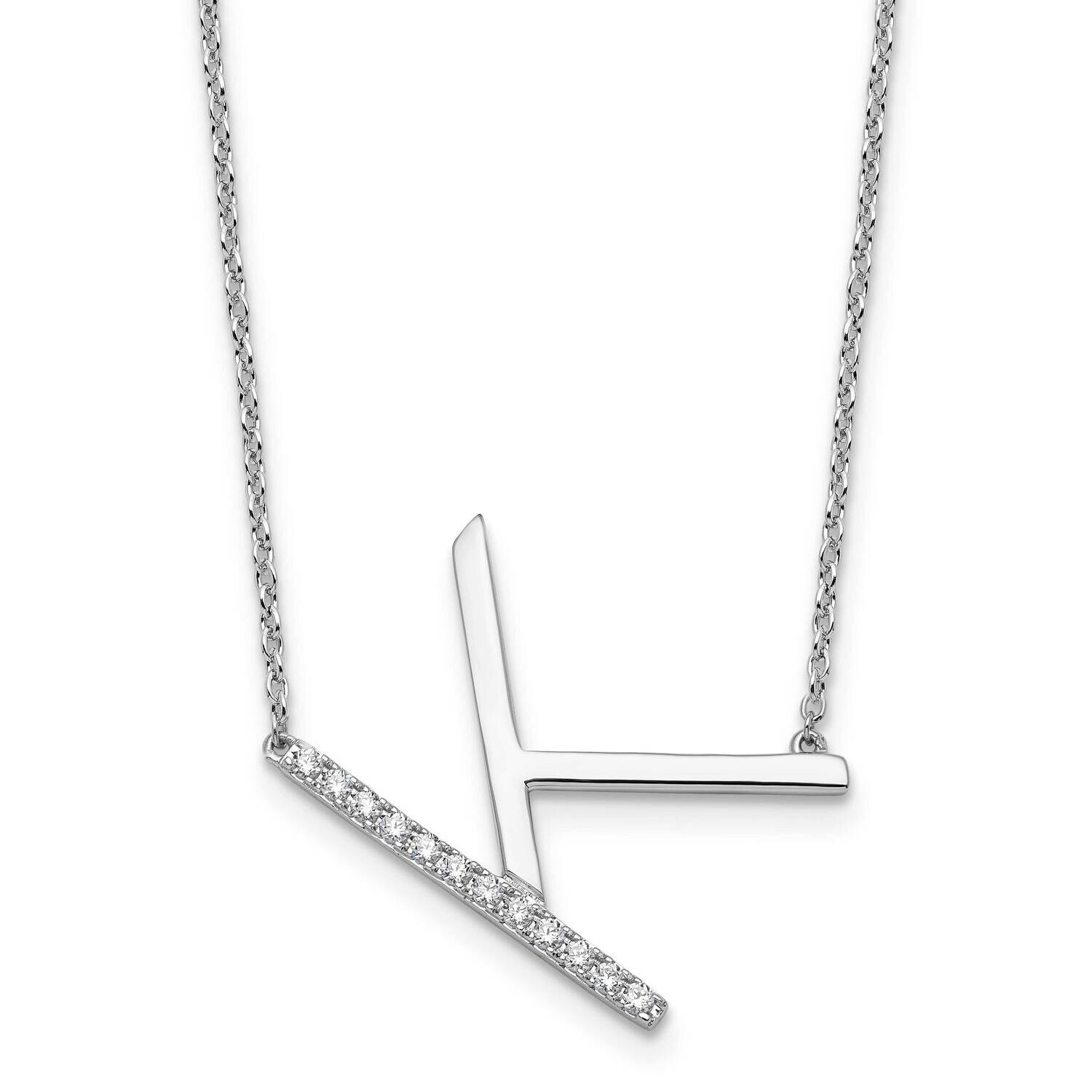 Sideways Diamond Initial K Necklace 14k White Gold PM9844K-014-WA