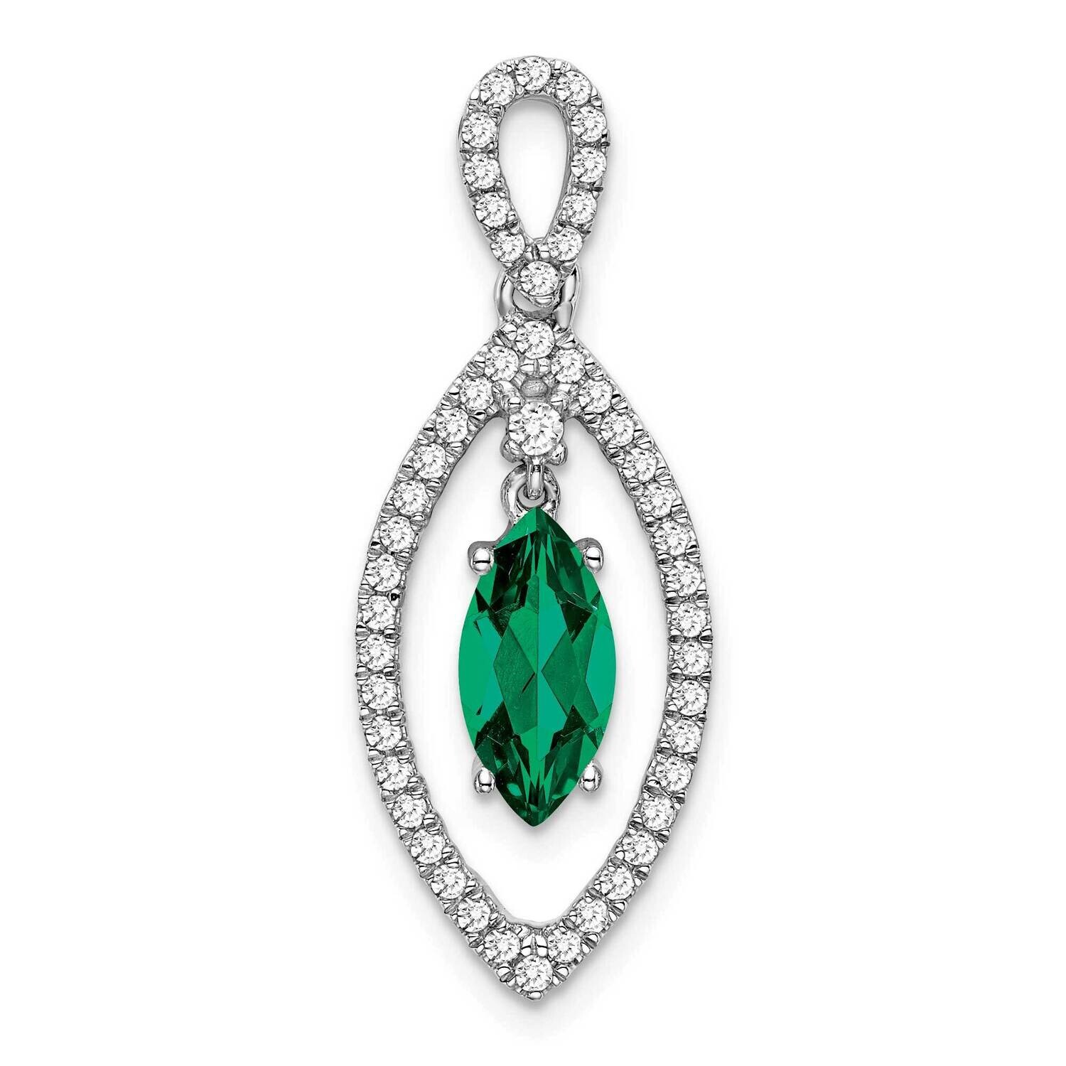 Diamond Created Emerald Chain Slide 14k White Gold PM7110-CEM-031-WLG, MPN: PM7110-CEM-031-WLG, 883…