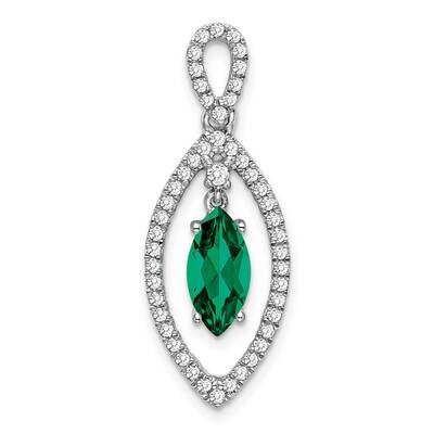 Diamond Created Emerald Chain Slide 14k White Gold PM7110-CEM-031-WLG, MPN: PM7110-CEM-031-WLG, 883…