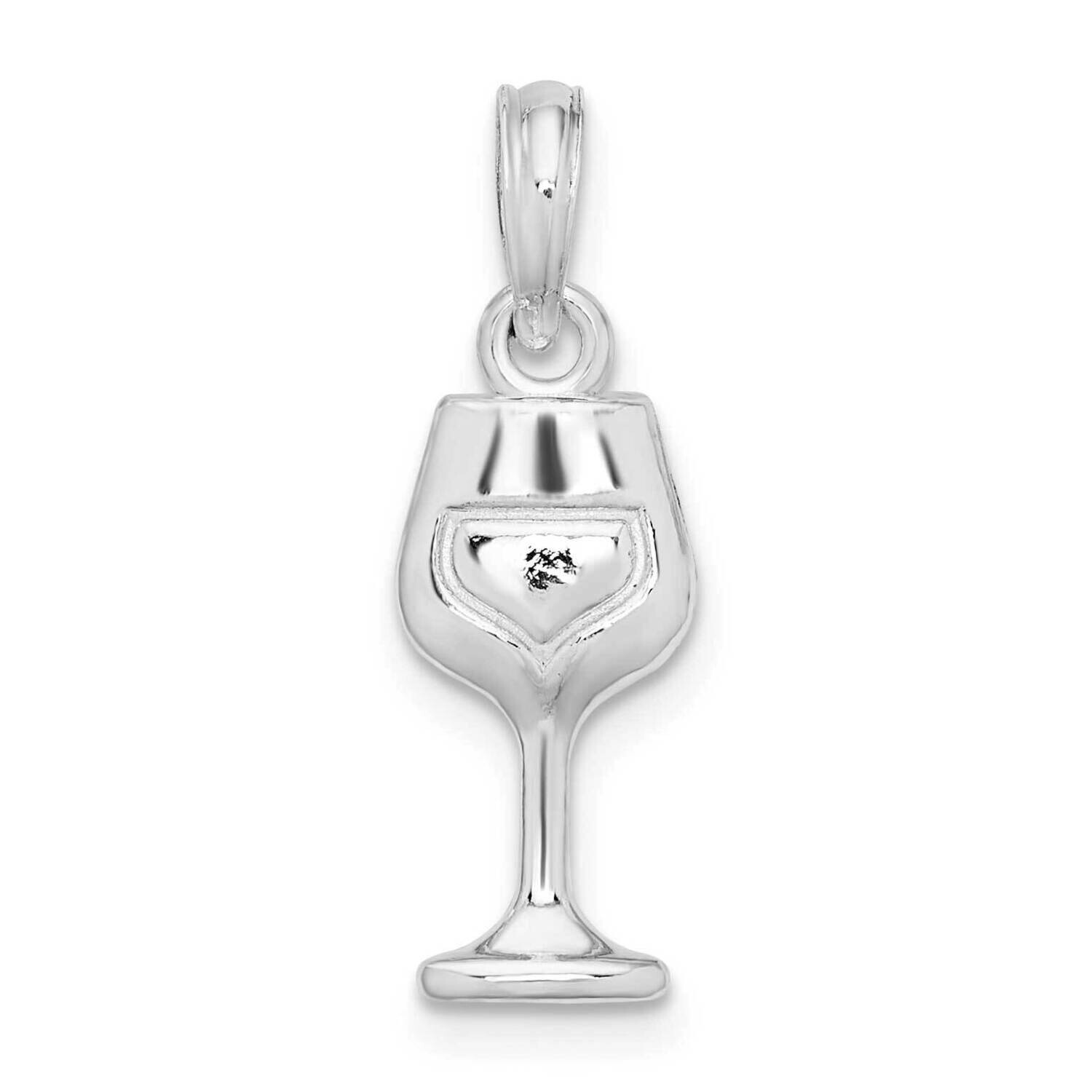 Wine Glass Pendant Sterling Silver Polished QC10458, MPN: QC10458, 637218180691