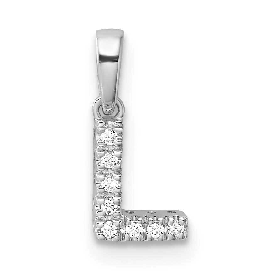 Diamond Letter L Initial Bail Pendant 14k White Gold PM9797L-004-WA, MPN: PM9797L-004-WA,
