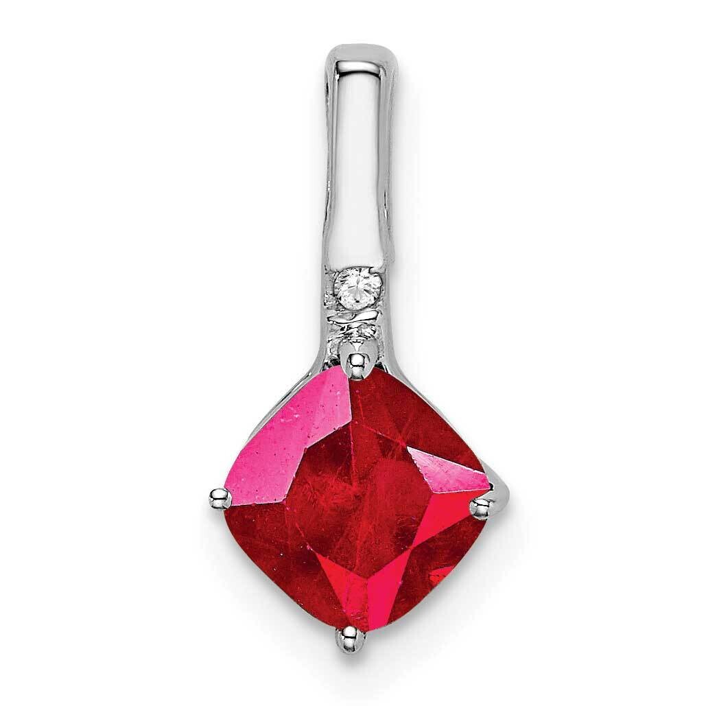 Cushion Ruby Diamond Pendant 14k White Gold PM7183-RU-001-WA, MPN: PM7183-RU-001-WA,