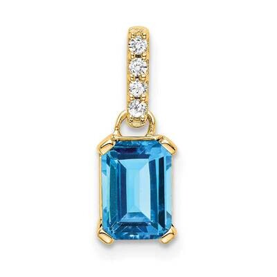 Blue Topaz Diamond Pendant 14k Gold PM7410-BT-004-YA, MPN: PM7410-BT-004-YA,