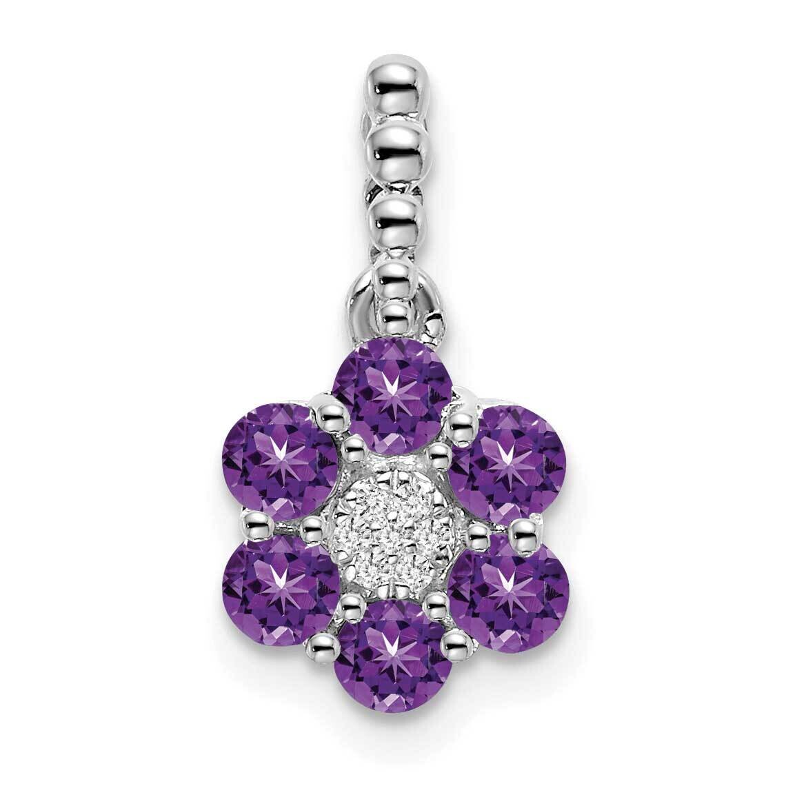 Amethyst Diamond Floral Pendant 14k White Gold PM7191-AM-003-WA, MPN: PM7191-AM-003-WA,