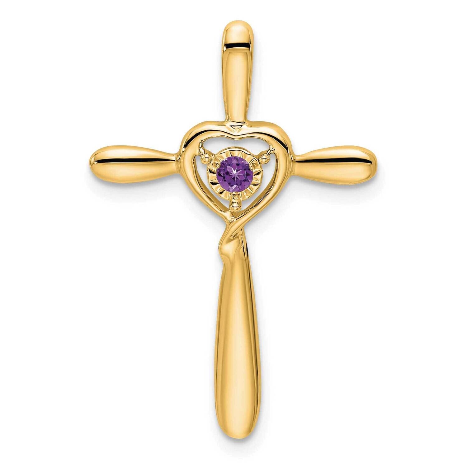 Amethyst Cross Heart Chain Slide 14k Gold PM7408-AM-Y, MPN: PM7408-AM-Y,