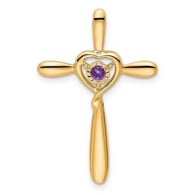 Amethyst Cross Heart Chain Slide 14k Gold PM7408-AM-Y, MPN: PM7408-AM-Y,