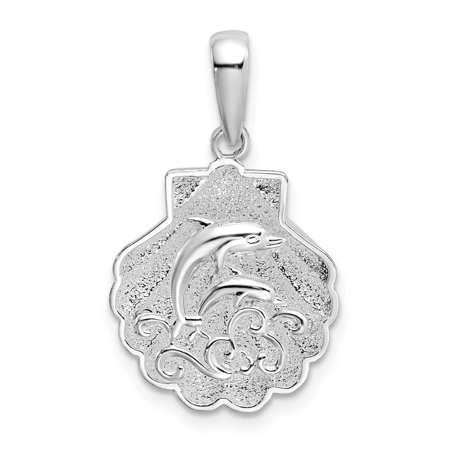 Textured Shell Dolphins Pendant Sterling Silver Polished QC10086, MPN: QC10086, 637218160273
