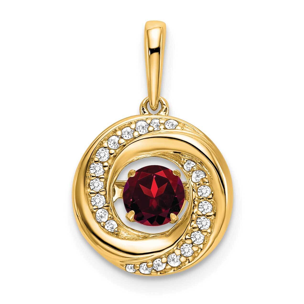 Round Garnet Diamond Pendant 14k Gold PM7143-GA-011-YA, MPN: PM7143-GA-011-YA,