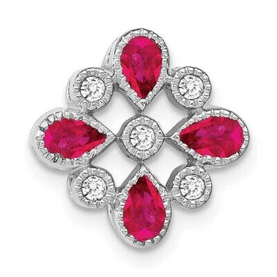 Ruby Diamond Chain Slide 14k White Gold PM7218-RU-010-WA, MPN: PM7218-RU-010-WA,