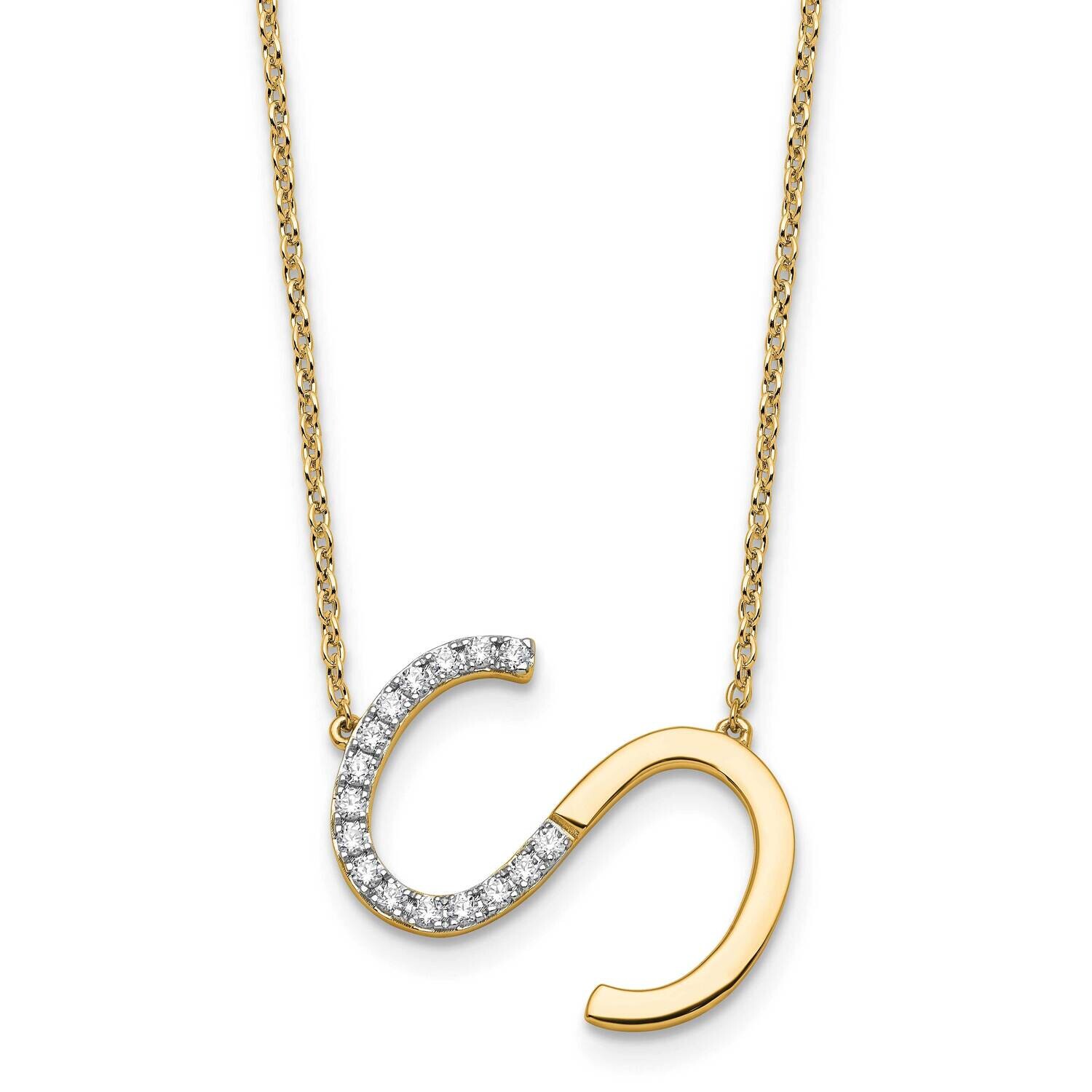 Sideways Diamond Initial S Necklace 14k Gold PM9844S-019-YA, MPN: PM9844S-019-YA,
