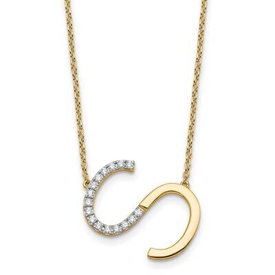Sideways Diamond Initial S Necklace 14k Gold PM9844S-019-YA, MPN: PM9844S-019-YA,