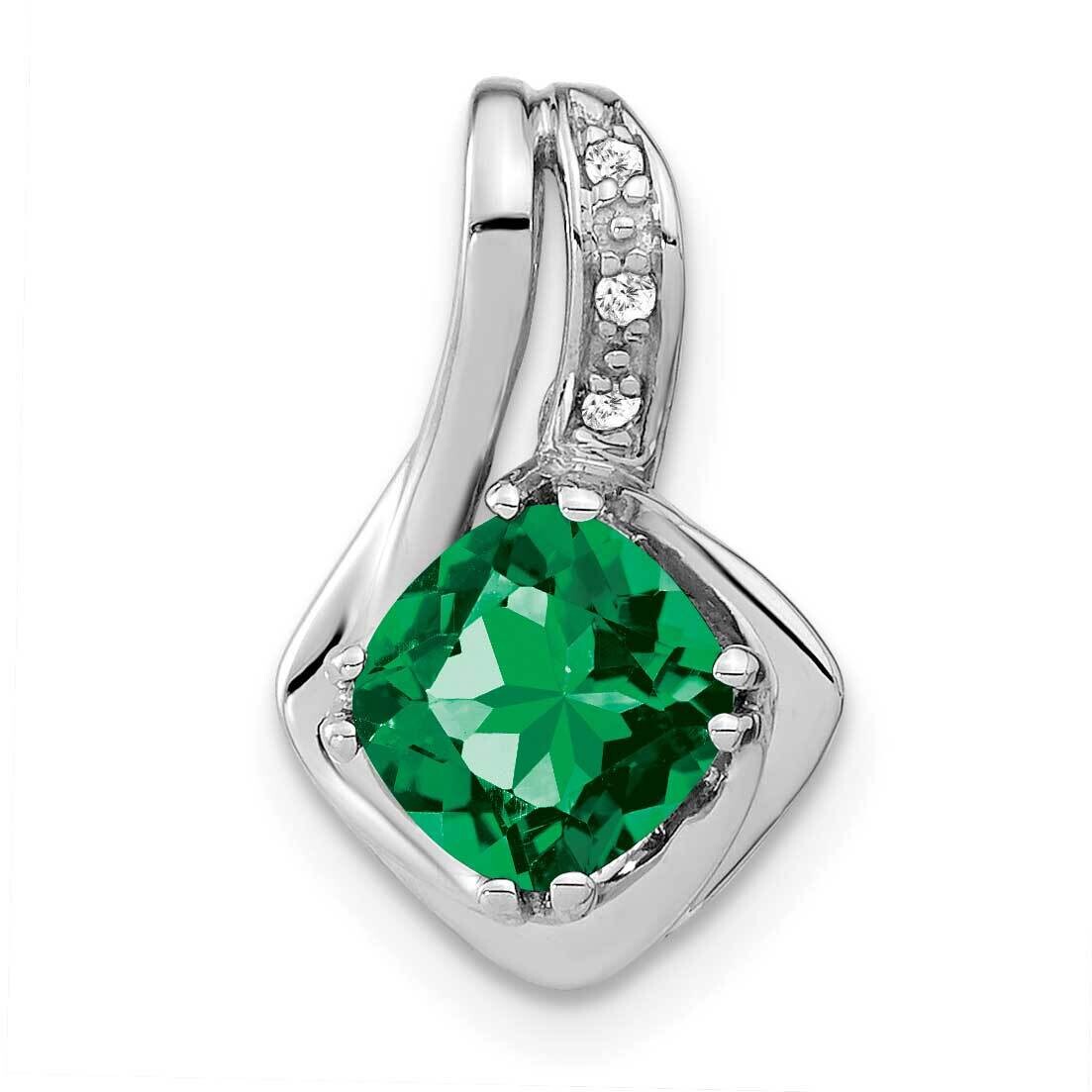Created Emerald Diamond Chain Slide Pendant 14k White Gold PM7117-EM-002-WA, MPN: PM7117-EM-002-WA,