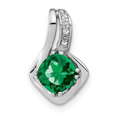 Created Emerald Diamond Chain Slide Pendant 14k White Gold PM7117-EM-002-WA, MPN: PM7117-EM-002-WA,