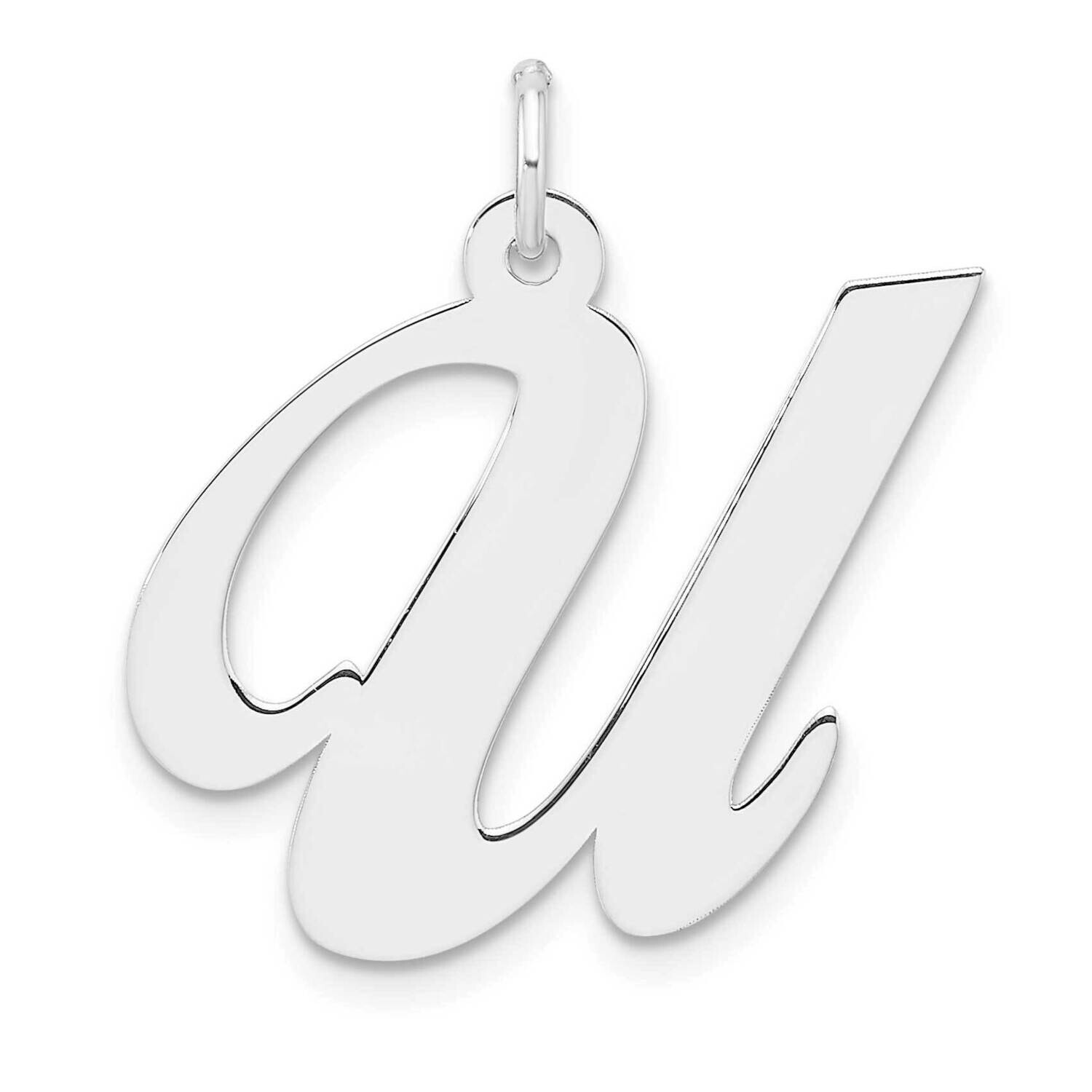 Large Fancy Script Letter U Initial Charm Sterling Silver Rhodium-Plated QC11254U, MPN: QC11254U,
