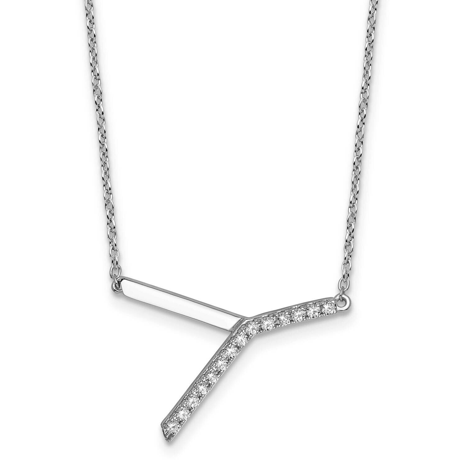 Sideways Diamond Initial Y Necklace 14k White Gold PM9844Y-018-WA