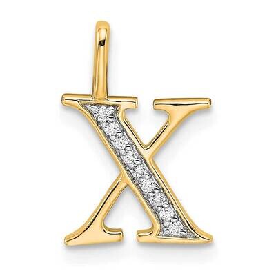 Diamond Initial X Pendant 14k Gold PM8365X-004-YA, MPN: PM8365X-004-YA,