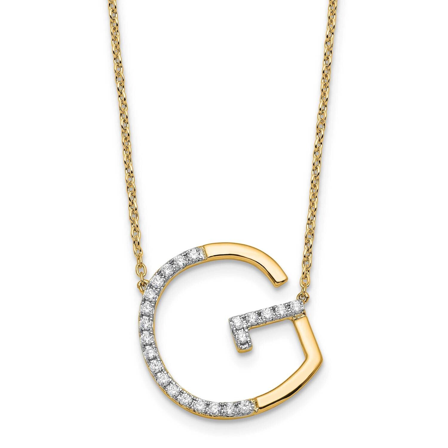 Sideways Diamond Initial G Necklace 14k Gold PM9844G-028-YA, MPN: PM9844G-028-YA,