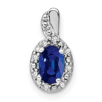 Oval Sapphire Diamond Halo Pendant 14k White Gold PM7188-SA-004-WA, MPN: PM7188-SA-004-WA,