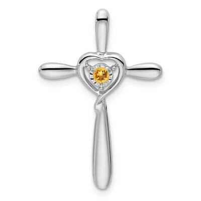 Citrine Cross Heart Chain Slide 10k White Gold PM7408-CI-1W, MPN: PM7408-CI-1W,
