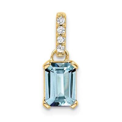 Aquamarine Diamond Pendant 10k Gold PM7410-AQ-004-1YA, MPN: PM7410-AQ-004-1YA,