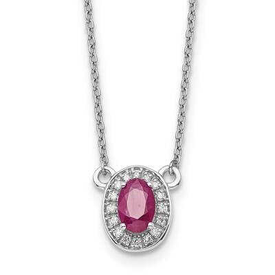 Diamond Oval Ruby 18 Inch Necklace 14k White Gold PM9948-RU-008-WA-18, MPN: PM9948-RU-008-WA-18,