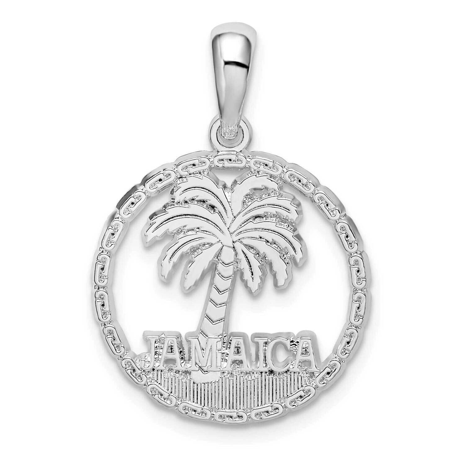 Jamaica Palm Tree Cut-Out Disc Pendant Sterling Silver QC10211, MPN: QC10211, 637218170241