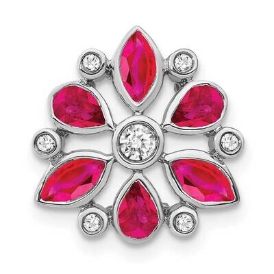 Ruby Diamond Chain Slide 14k White Gold PM7219-RU-013-WA, MPN: PM7219-RU-013-WA,