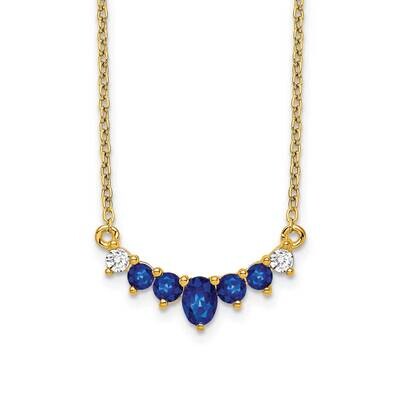 Sapphire Diamond 18 Inch Necklace 14k Gold PM7177-SA-007-YA, MPN: PM7177-SA-007-YA, 883957763200