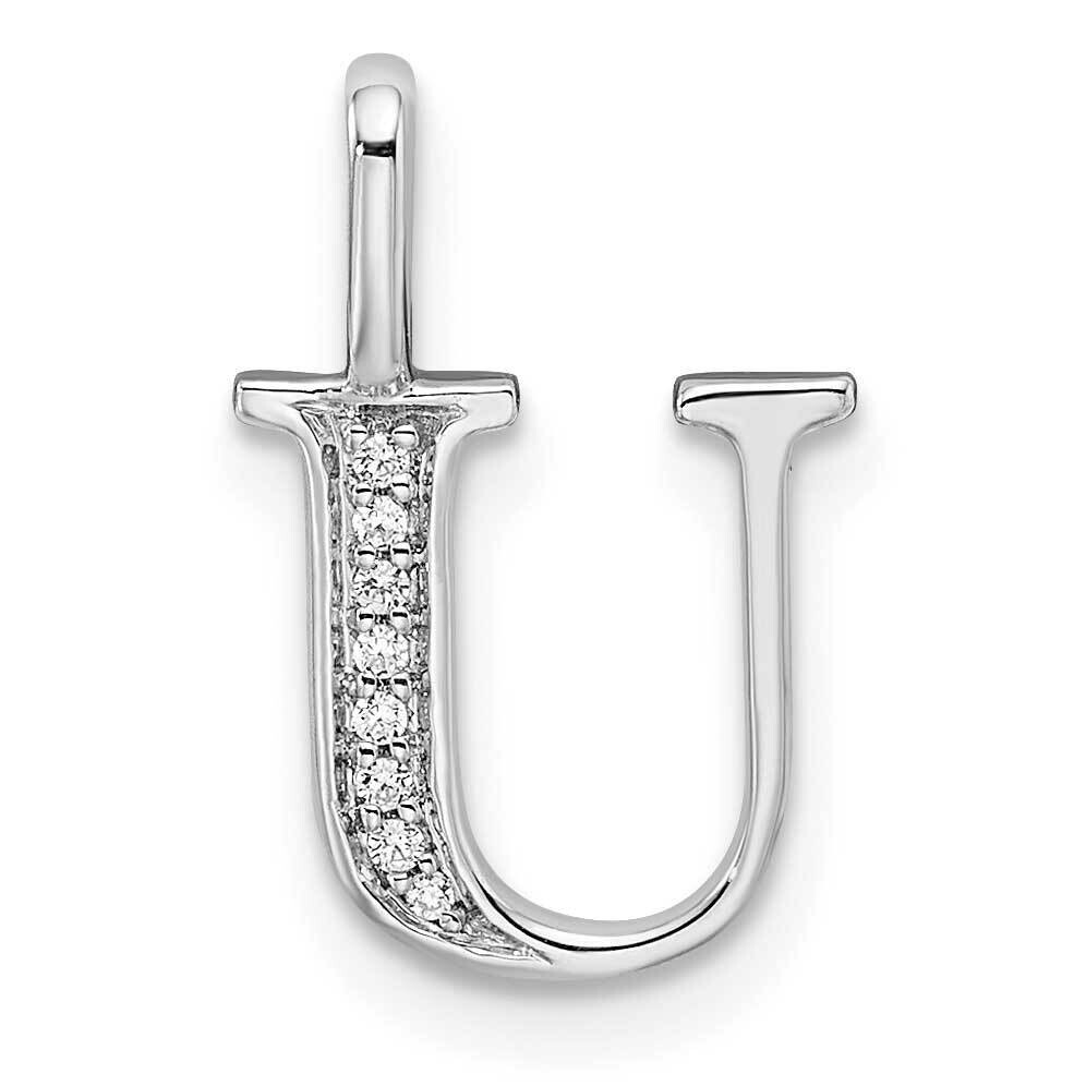 Diamond Letter U Initial Pendant 14k White Gold PM8365U-002-WA, MPN: PM8365U-002-WA, 196904074312