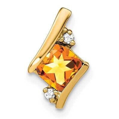 Cushion Citrine Diamond Chain Slide 10k Gold PM7398-CI-002-1YA, MPN: PM7398-CI-002-1YA,