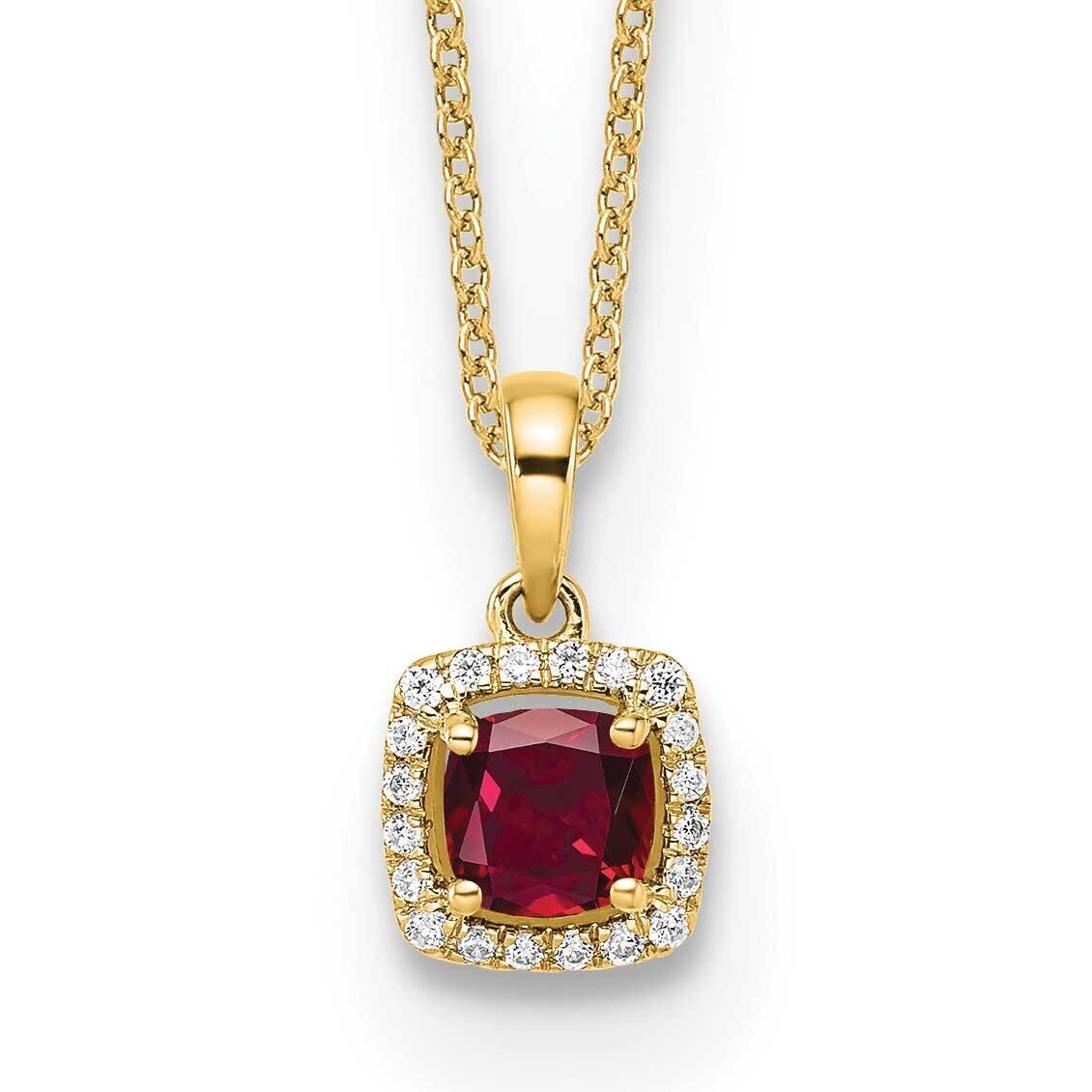 Diamond Created Ruby Pendant Necklace 10k Gold PM8582-CRU-010-0YLG