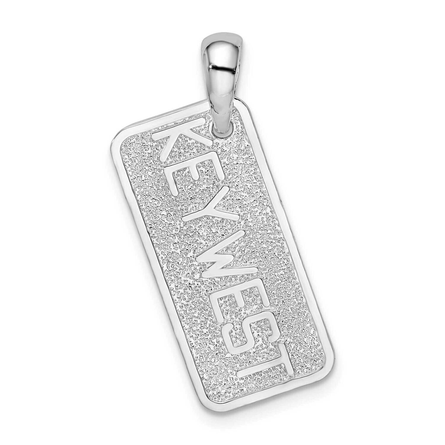Textured Key West License Plate Pendant Sterling Silver Polished QC10027, MPN: QC10027, 637218155927