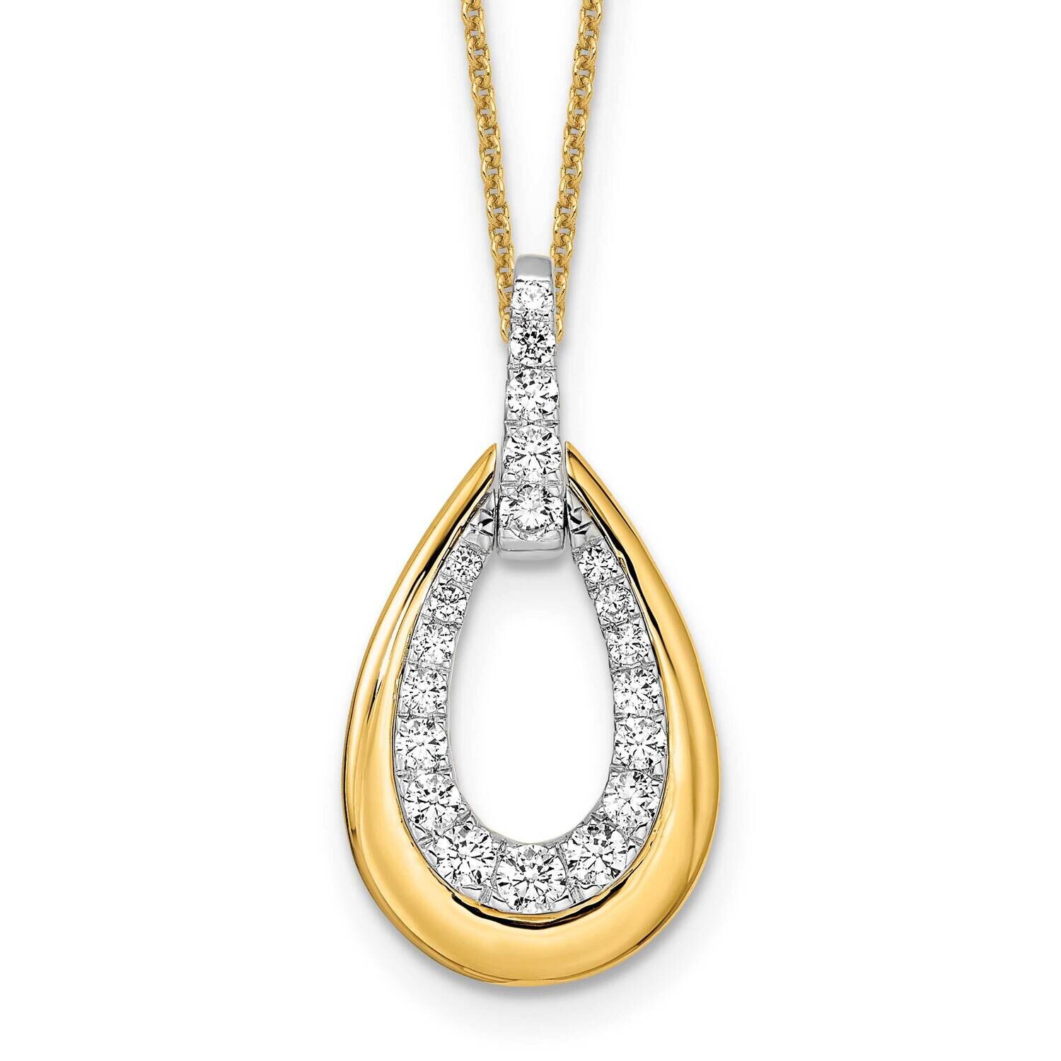 True Origin 5/8 Carat Diamond Vs/Si D E F Fancy Teardrop 18 Inch Necklace 14k Two-Tone Gold PM8611-…