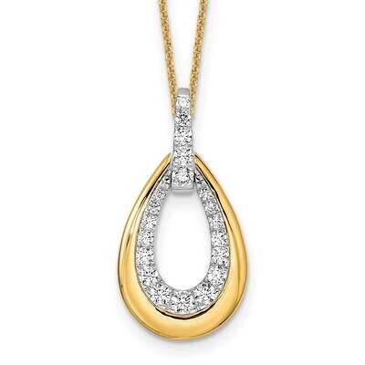 True Origin 5/8 Carat Diamond Vs/Si D E F Fancy Teardrop 18 Inch Necklace 14k Two-Tone Gold PM8611-…