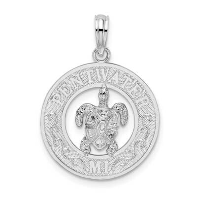 Pentwater Mi Circle Turtle Pendant Sterling Silver Polished QC10312, MPN: QC10312, 637218172627
