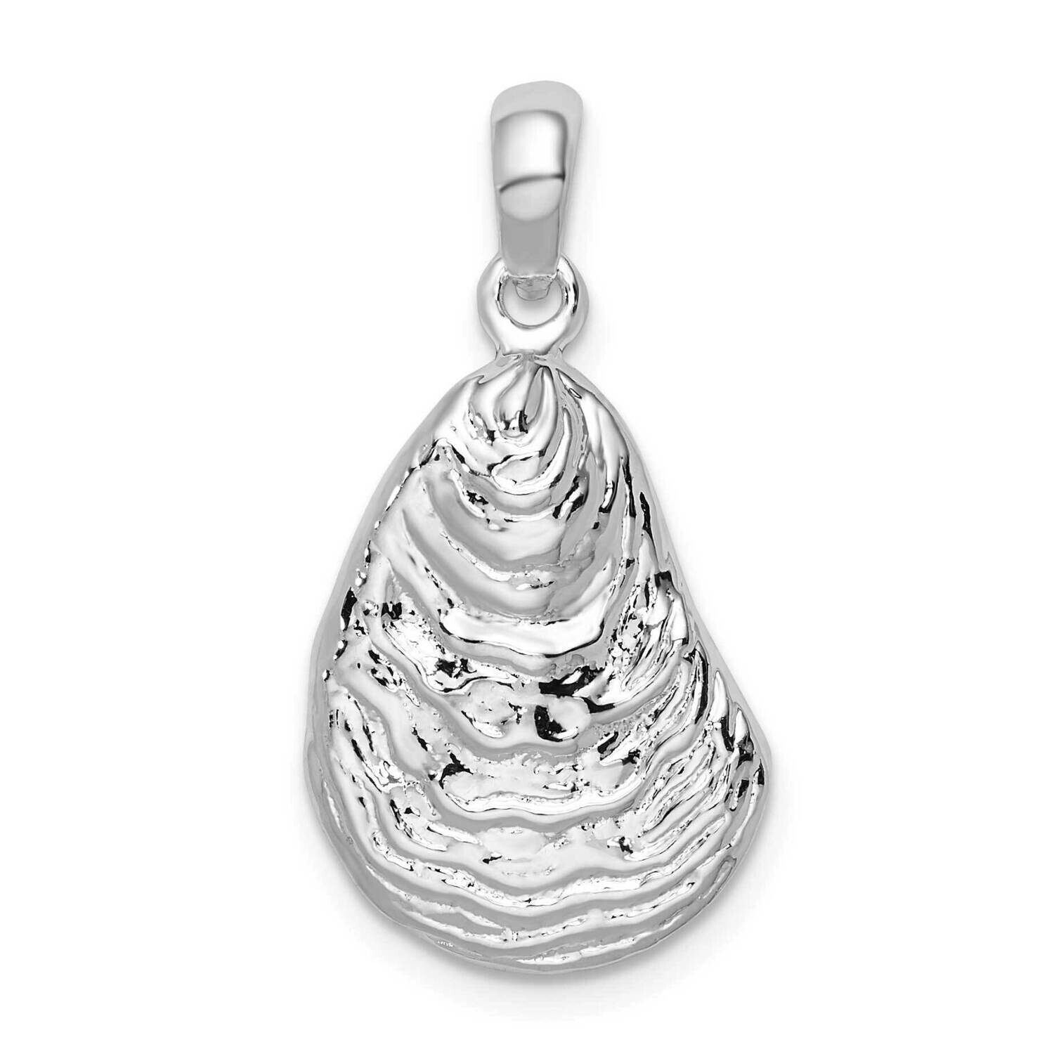Textured 3D Oyster Shell Pendant Sterling Silver Polished QC10017, MPN: QC10017, 637218155804