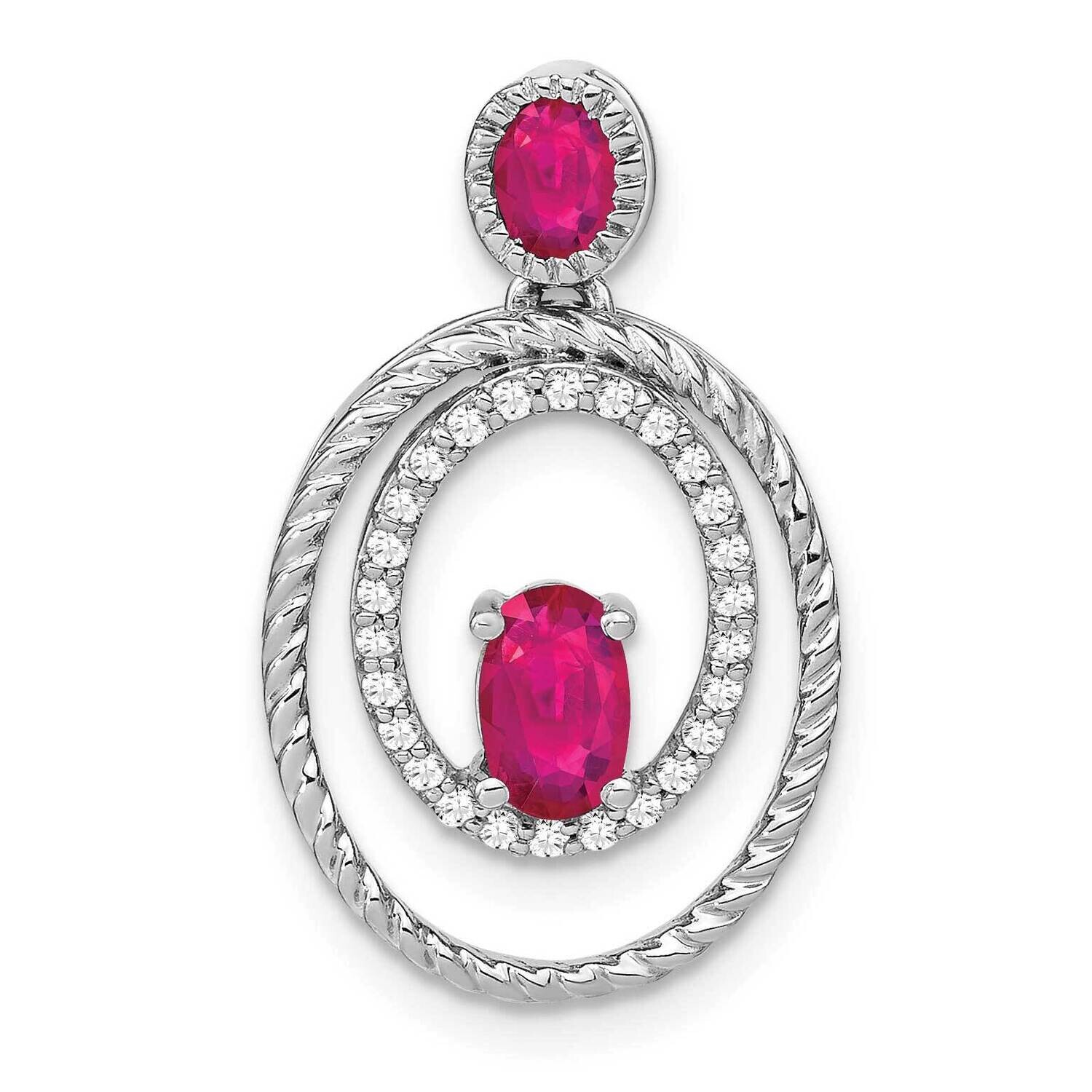 Ruby Diamond Oval Pendant 14k White Gold PM7208-RU-016-WA, MPN: PM7208-RU-016-WA,