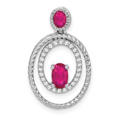 Ruby Diamond Oval Pendant 14k White Gold PM7208-RU-016-WA, MPN: PM7208-RU-016-WA,