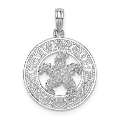 Cape Cod Starfish Circle Pendant Sterling Silver Polished QC10080, MPN: QC10080, 637218160150