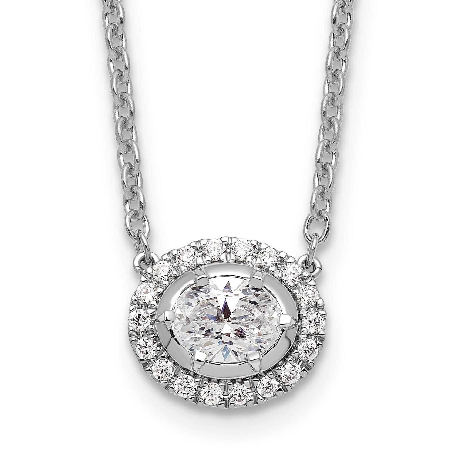 Diamond Halo Complete Oval 18 Inch Necklace 14k White Gold PM9658-070-WLG-18, MPN: PM9658-070-WLG-1…